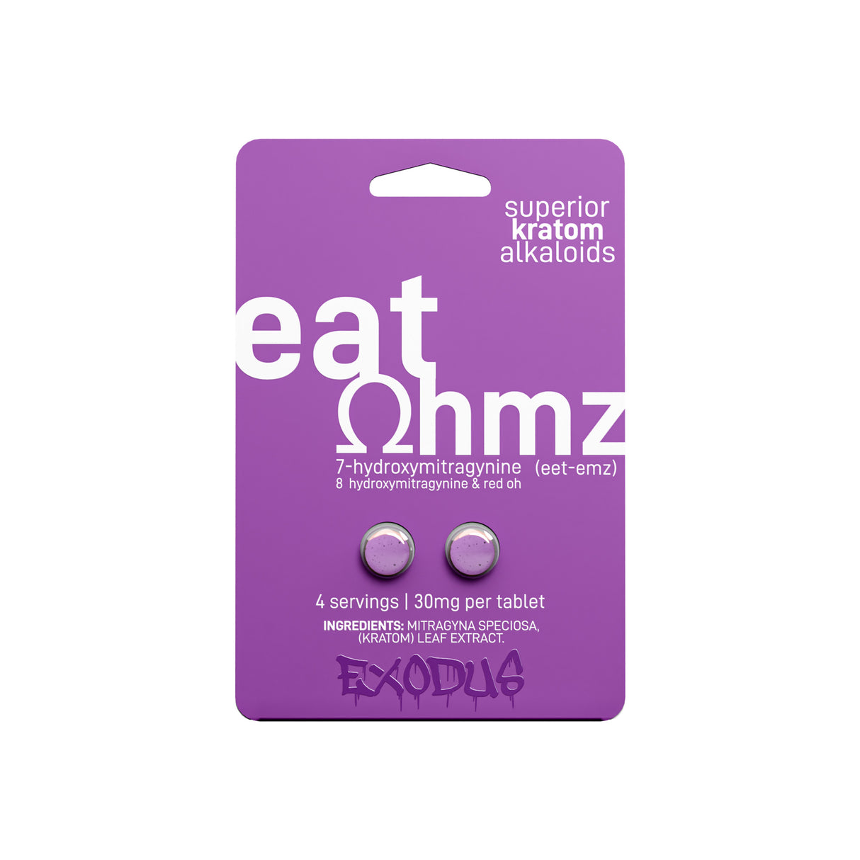 Eat Ohmz 7-OH 8-OH Red-OH Purple Kratom Tablets – 60mg – 2pk – 20ct