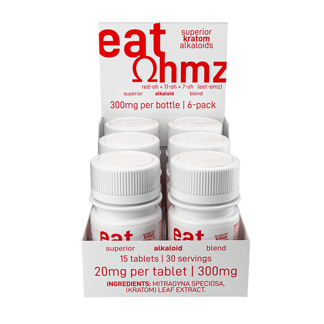 Eat Ohmz Red-OH 11-OH 7-OH Kratom Tablets – 300mg – 15pk – 6ct