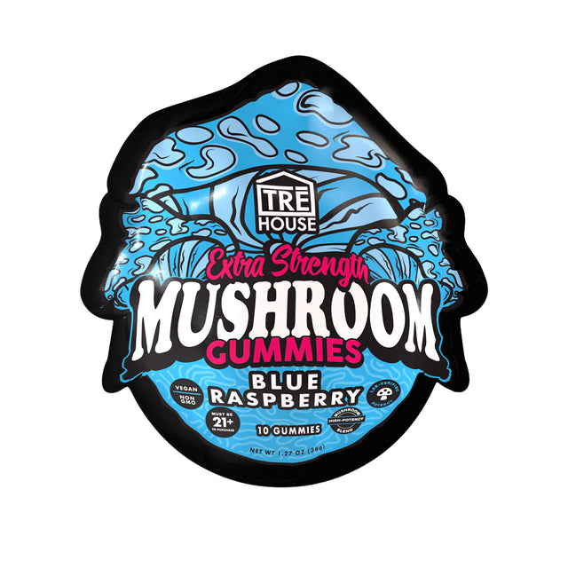 Blue Raspberry Tre House extra-strength mushroom gummy 10-pack pouch