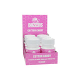 Angled view of the 6ct Buzzers cat's claw extract 500mg cotton candy 6ct display