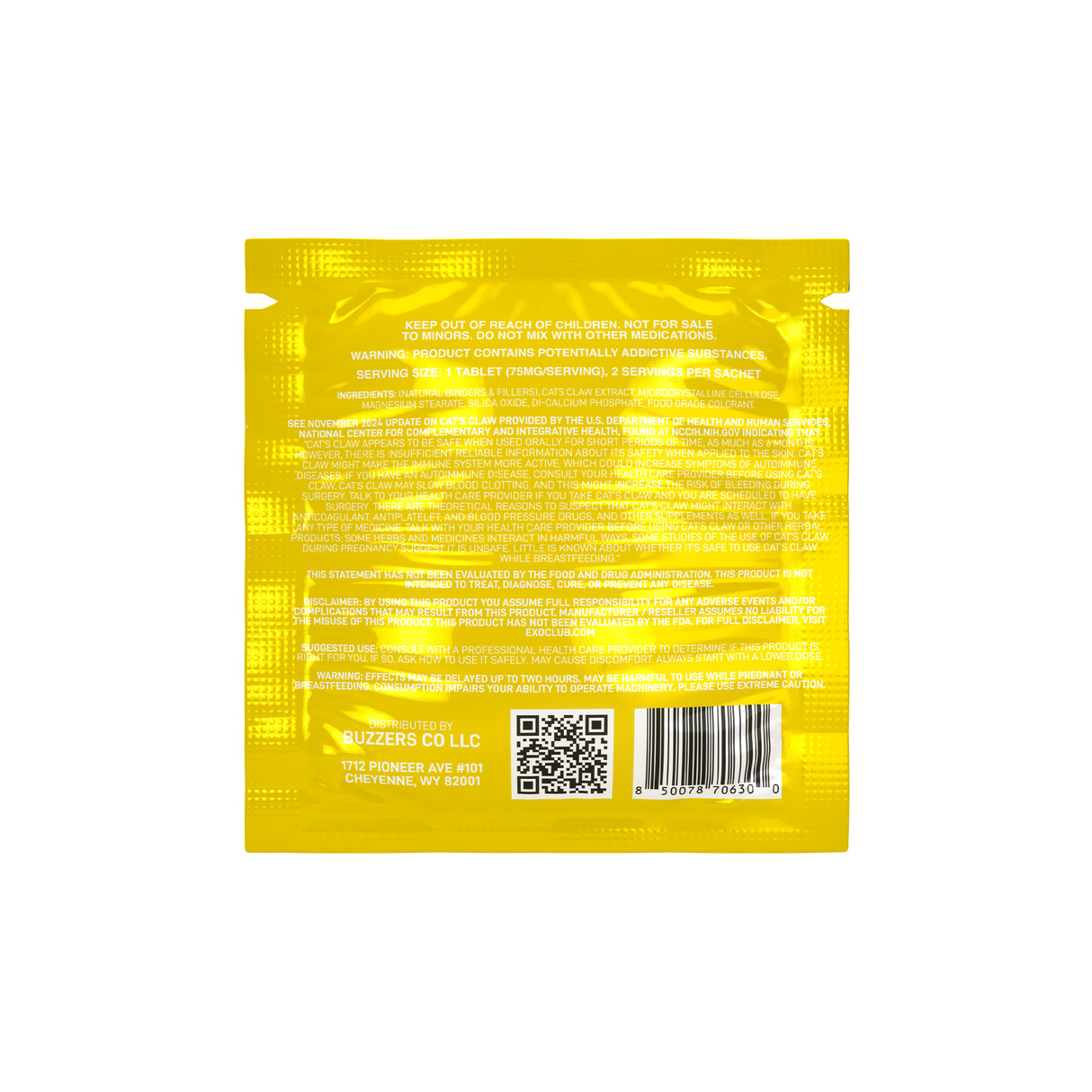 Buzzers Cat’s Claw Extract Tablets – 75mg – 2pk – 15ct