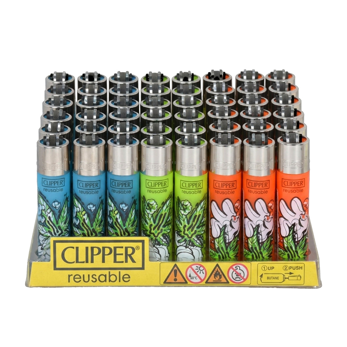Clipper Lighter 48ct POP Counter Display – Cartoon Leaves