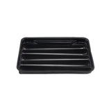 Angled top view of the black plastic Loud Lock pre-roll tray insert that holds  dog walker 76mm size pre-rolled cones