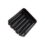 Angled view of the black plastic Loud Lock pre-roll tray insert that holds  dog walker 76mm size pre-rolled cones