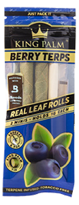 King Palm Berry Terps Flavor 2 count mini Real Leaf Rolls with flavor tips - holds 1 gram. For sale online by Cannatron.