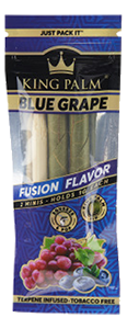 King Palm Blue Grape Flavor 2 count mini Real Leaf Rolls with flavor tips - holds 1 gram. For sale online by Cannatron.