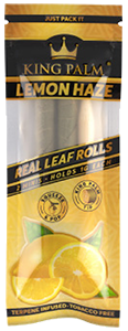 King Palm Lemon Haze Flavor 2 count mini Real Leaf Rolls with flavor tips - holds 1 gram. For sale online by Cannatron.