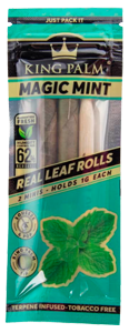 King Palm Magic Mint Flavor 2 count mini Real Leaf Rolls with flavor tips - holds 1 gram. For sale online by Cannatron.