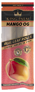 King Palm Mango OG Flavor 2 count mini Real Leaf Rolls with flavor tips - holds 1 gram. For sale online by Cannatron.