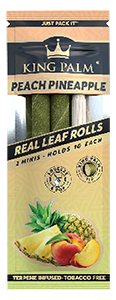 King Palm Peach Pineapple Flavor 2 count mini Real Leaf Rolls with flavor tips - holds 1 gram. For sale online by Cannatron.