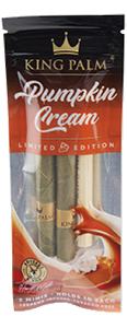 King Palm Pumpkin Cream Flavor 2 count mini Real Leaf Rolls with flavor tips - holds 1 gram. For sale online by Cannatron.