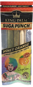 King Palm Suga Sean Suga Punch Honey Orange Flavor 2 count mini Real Leaf Rolls with flavor tips - holds 1 gram. For sale online by Cannatron.