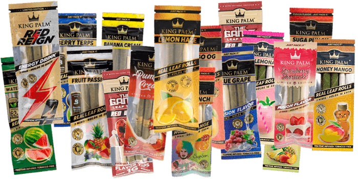 Mimx and Match King Palm 2 Count mini packs feature image. All flavors of King Palm mini 2k refill packs floating together