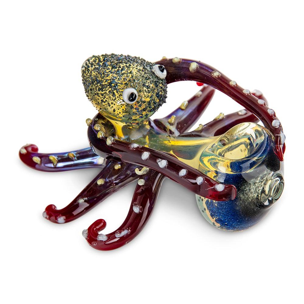 Hand Pipe - 5" - Gold Fumed Octopus