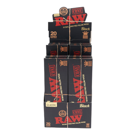 RAW Classic Black King Size 20pk Cones – 12ct Display