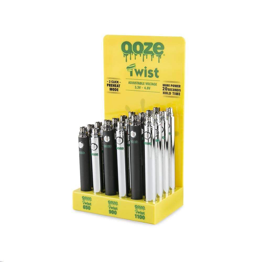 Ooze Twist Vape Pen 24ct Battery Display 510 Thread Adjustable Voltage Vaporizers - Acrylic Battery Display