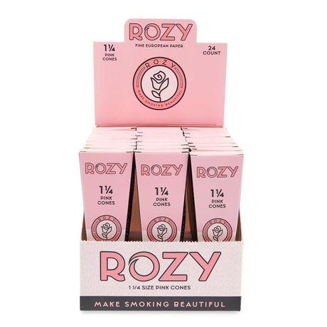 Rozy Pink 1 ¼ Size Pre-Rolled Cones 6pk – 24ct Display
