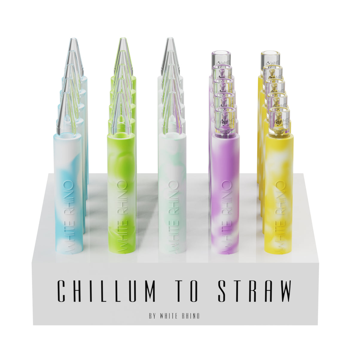 White Rhino Chillum to Straw 25ct Glow Display – Quartz Tip