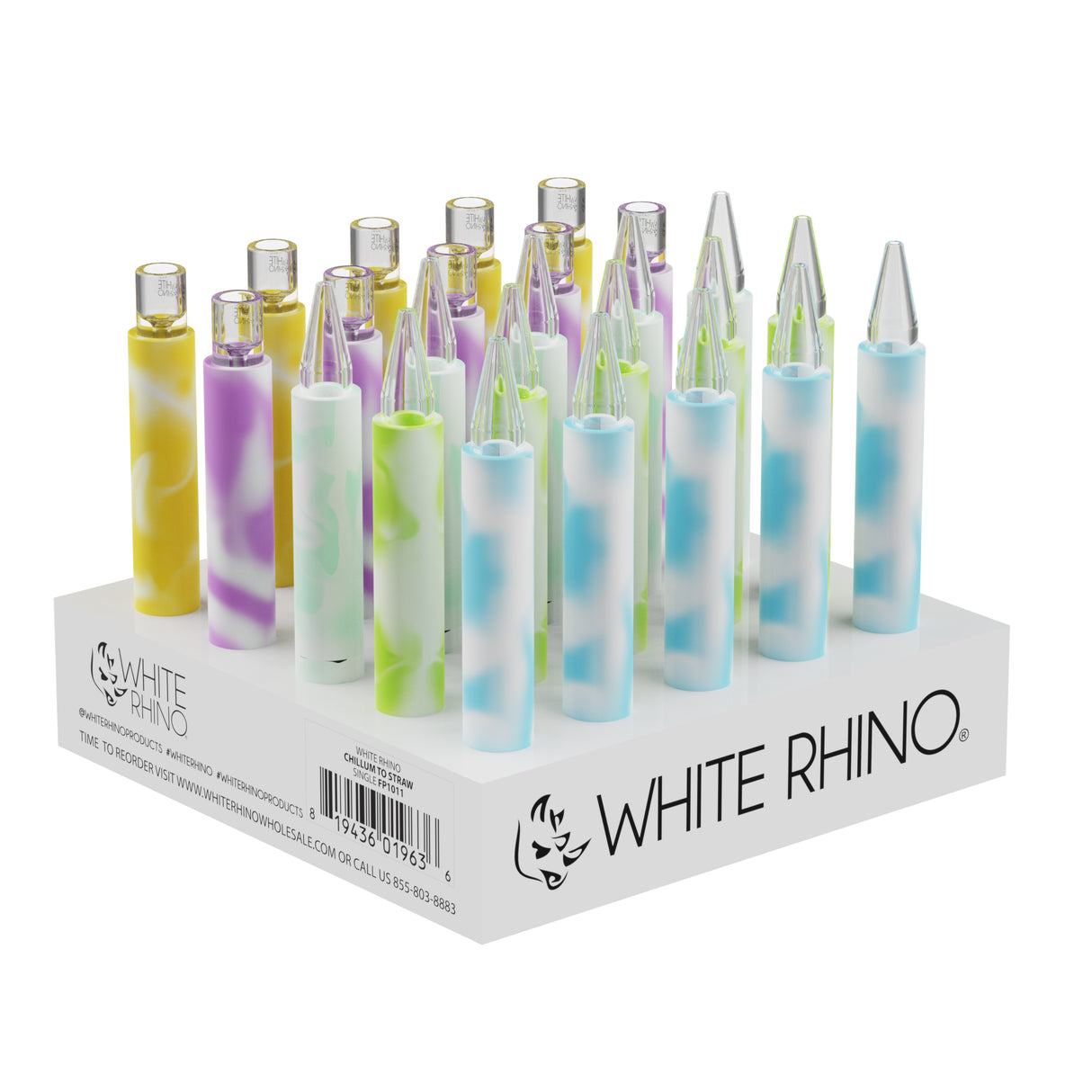 White Rhino Chillum to Straw 25ct Glow Display – Quartz Tip