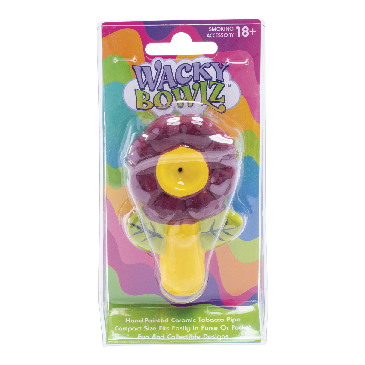 Wacky Bowlz 3.5” Ceramic Pipe – Purple Flower