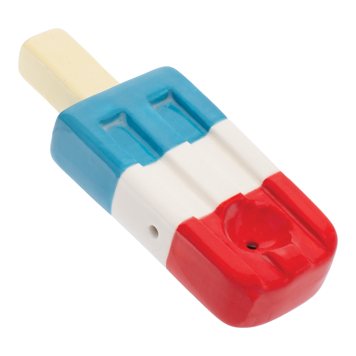 Wacky Bowlz 3.5” Ceramic Pipe – Red White & Blue Popsicle