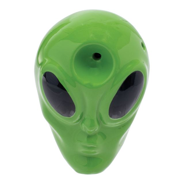 Wacky Bowlz 3.5” Ceramic Pipe – Green Alien