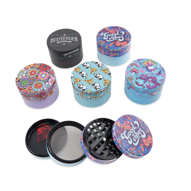 Wacky Grinderz 4pc 63mm Grinders 6ct Display – Good Vibes Set