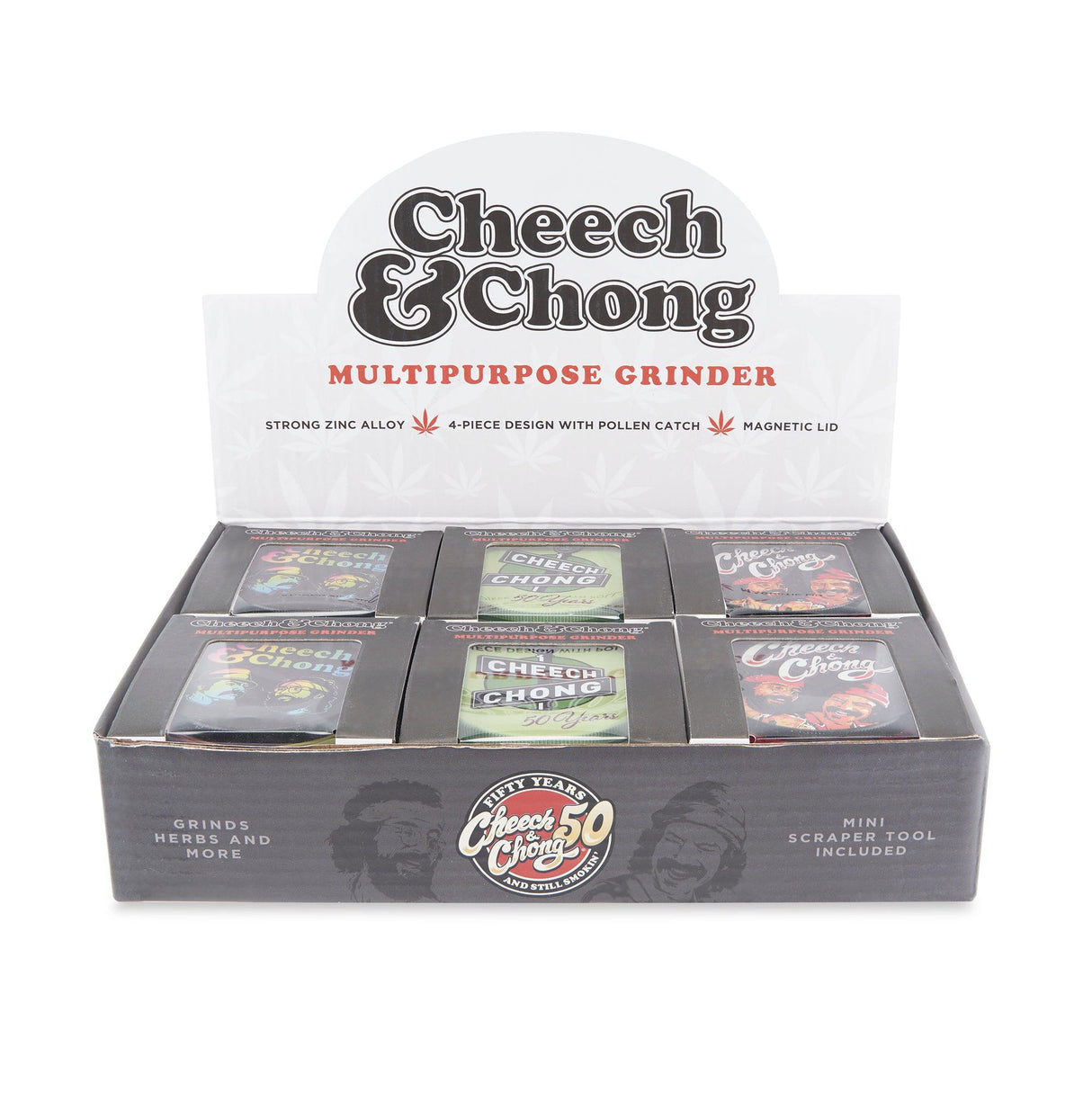 Cheech & Chong 4pc 63mm Grinders 6ct Display – 50th Anniversary