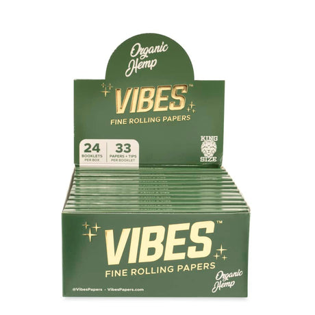 Vibes Papers King Size Organic Hemp Rolling Papers and Vibes Tips Display - 24ct