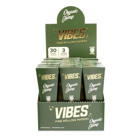 Vibes Organic Hemp Paper King Size 3pk Cones Display  30ct