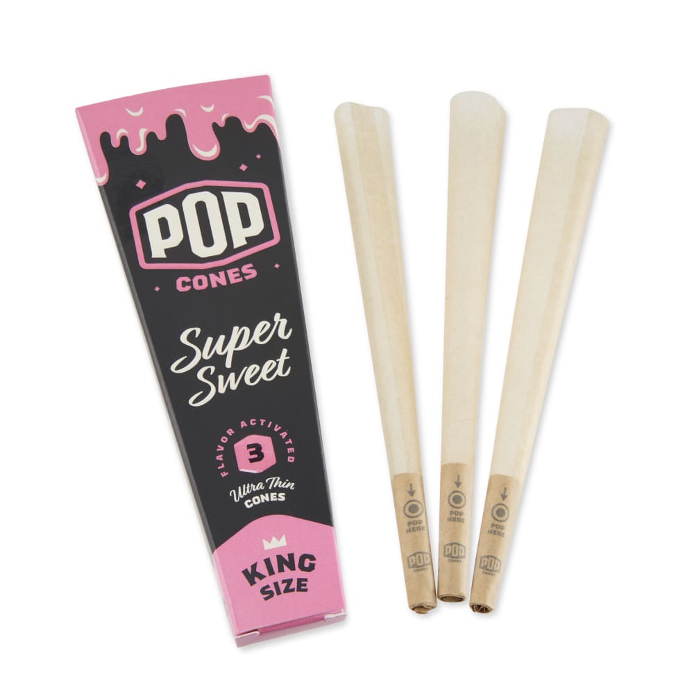 Pop Cones King Size 3pk Pre-Rolled Cones with Flavor Tip 24ct Display