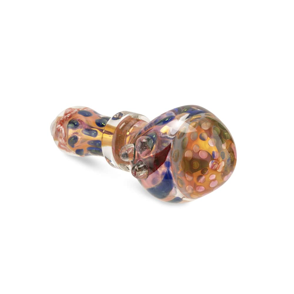 Custom Glass 5” Gold Fumed Honeycomb Multicolor Hand Pipe