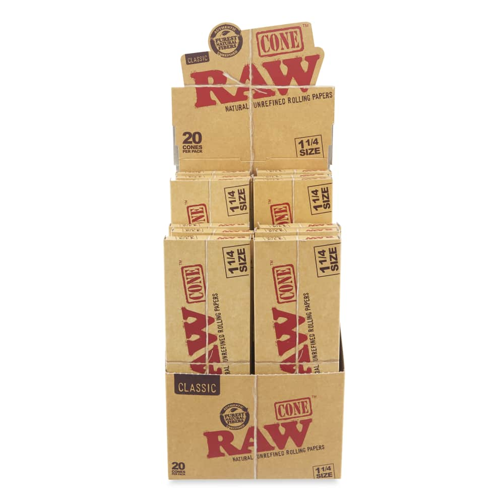 RAW Classic 1 ¼ Size Cone 20pk Box – 12ct POP Display