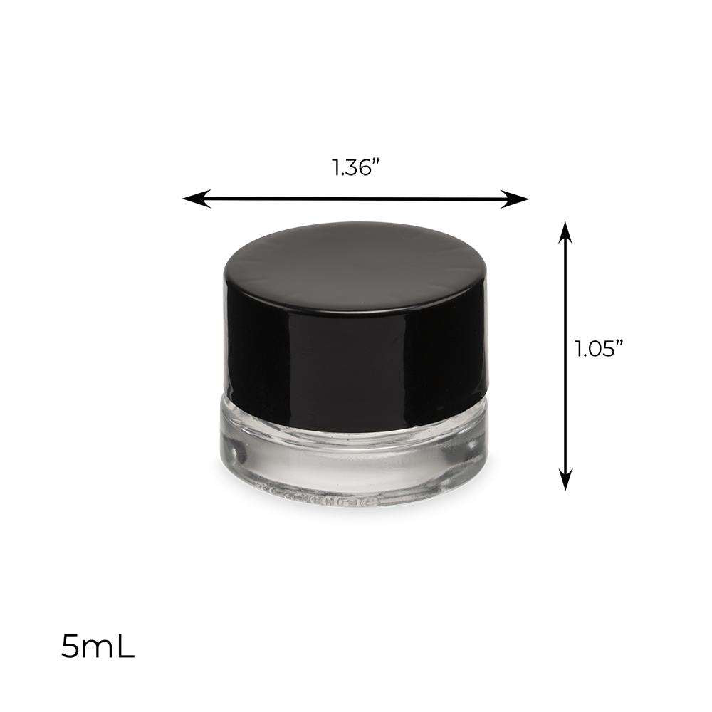 Child Resistant Thick Wall Jar - 5ml - Black Lid - 504ct