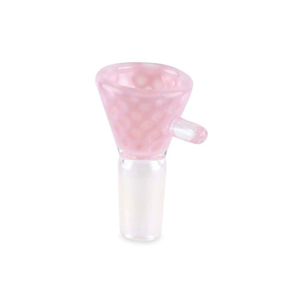 Custom Glass 14mm Pink Slyme Honeycomb Funnel Shape Flower Bowl