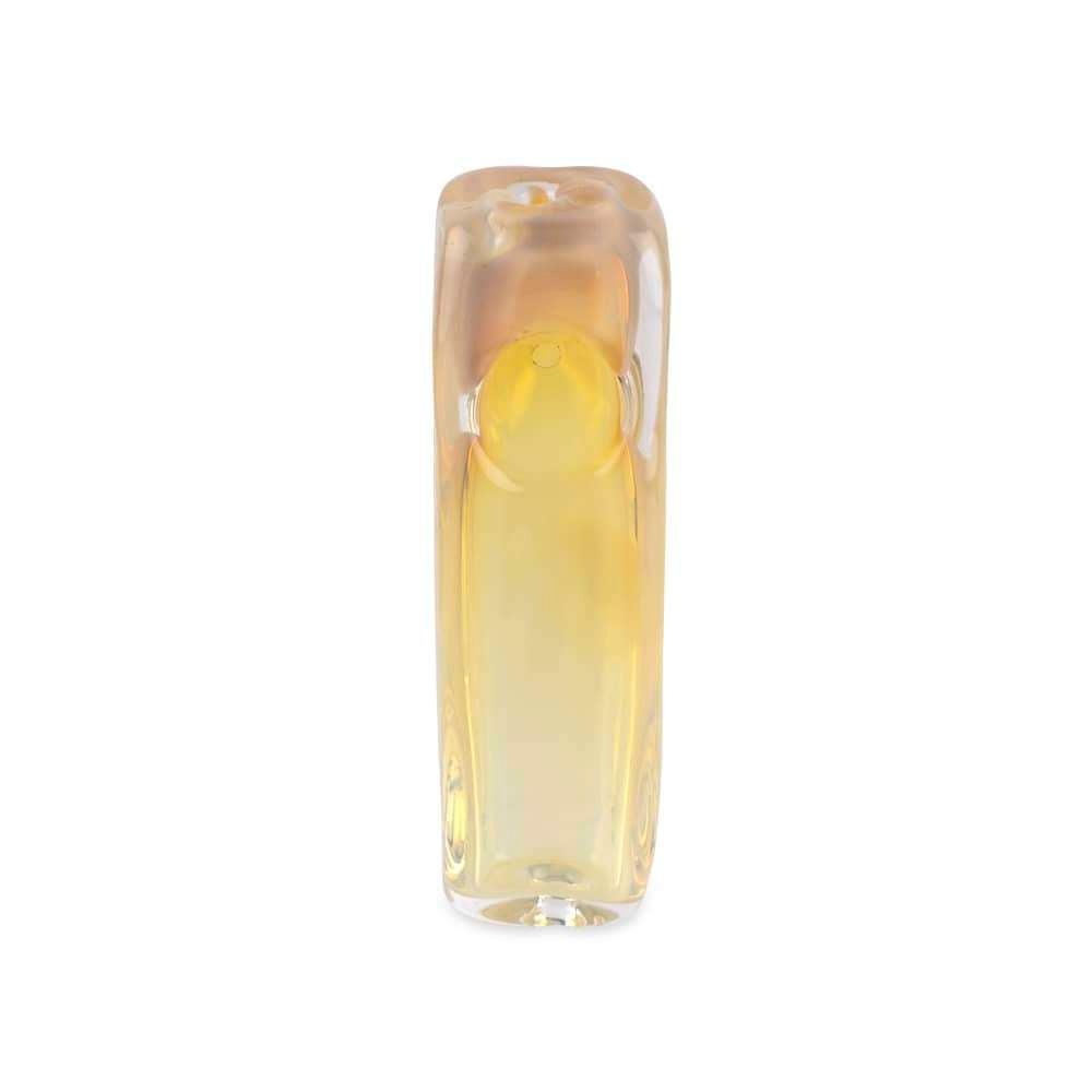 Custom Glass 3.5 Silver Fumed Yellow and Clear Brick Hand Pipe