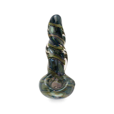 Custom Glass 5 Gold Fumed Green Twist Spoon Hand Pipe