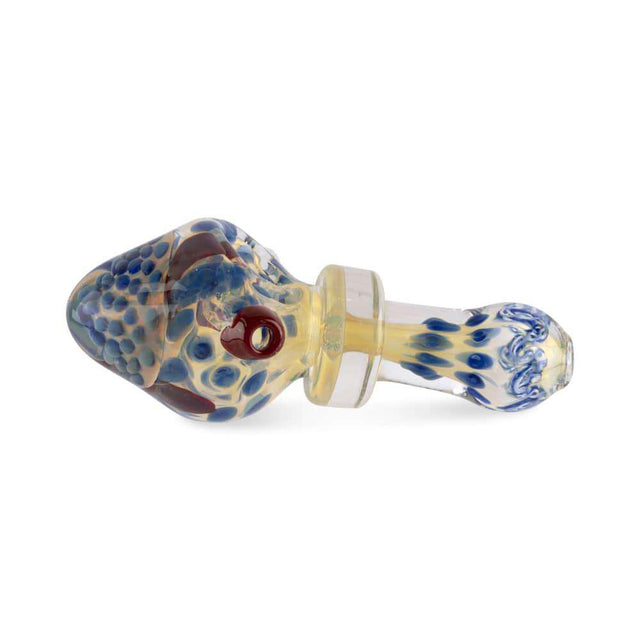 Custom Glass 5 Silver Fumed Honeycomb Blue and Yellow Hand Pipe