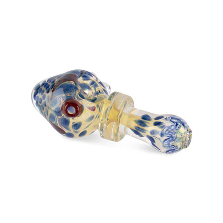 Custom Glass 5 Silver Fumed Honeycomb Blue and Yellow Hand Pipe