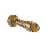 Custom Glass 5 Silver Fumed Net Blue Swirls Spoon Hand Pipe