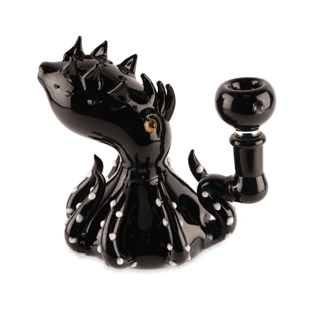 Custom Glass 6 Black Octopus Rig Water Pipe