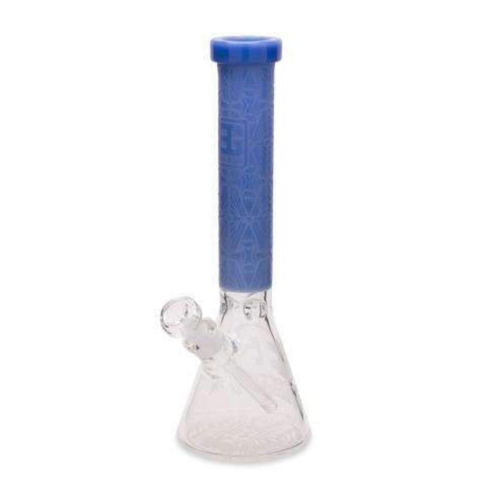 EG Glass Etched Slyme Leaf Decal 15 Beaker Water Pipe  Transparent Blue