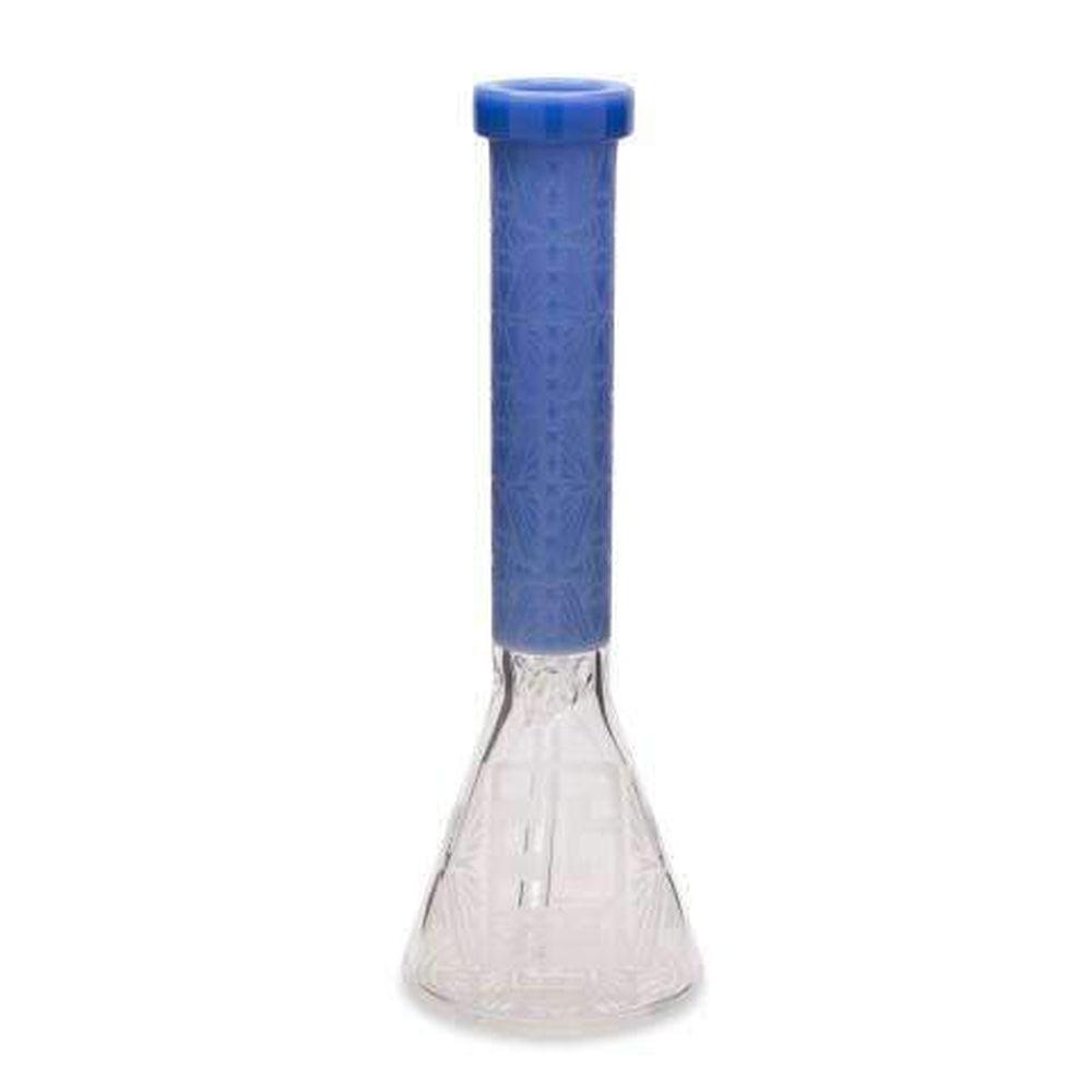 EG Glass Etched Slyme Leaf Decal 15 Beaker Water Pipe  Transparent Blue