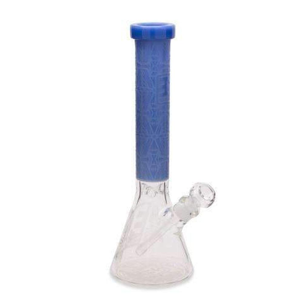 EG Glass Etched Slyme Leaf Decal 15 Beaker Water Pipe  Transparent Blue