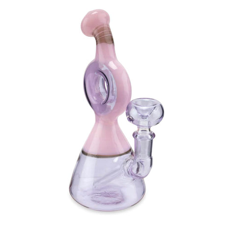 Custom Glass 6” Pink and Purple Donut Rig Water Pipe