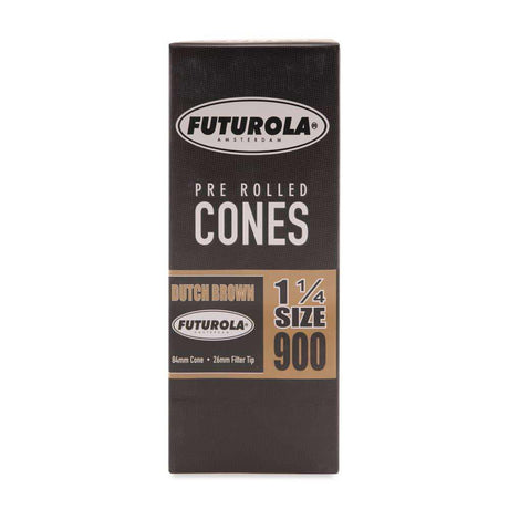 Futurola 1 ¼ Size Dutch Brown Pre-Rolled Cones with Non-Printed Filter Tips Bulk Box - 900ct