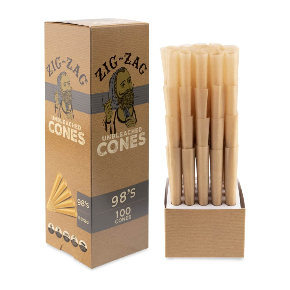 Zig Zag 98s Size Unbleached Mini Bulk Cones  100ct