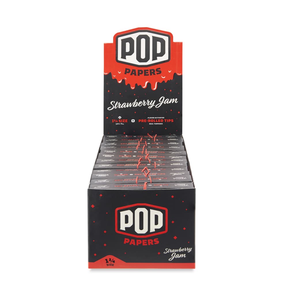 Pop Papers 1 ¼ Size Rolling Papers with Pre-Rolled Flavor Filter Tips 24ct Display