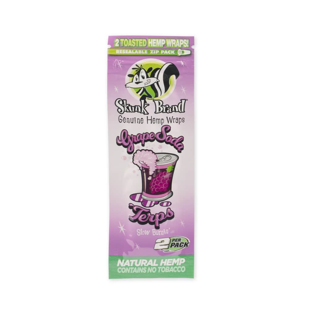 Skunk Brand Terp-Infused 2pk Pouch Grape Soda Hemp Wrap Counter Display  25ct