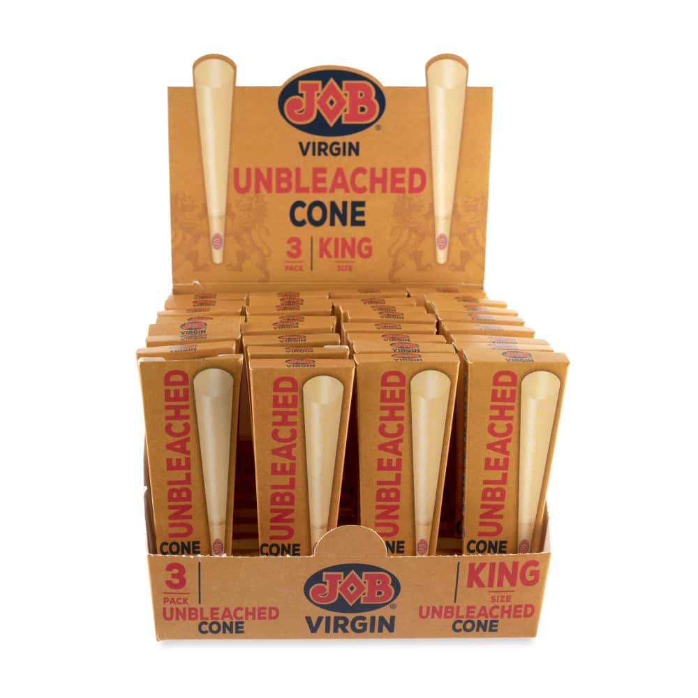 Job Virgin King Size Pre-Rolled Cones 3pk Box POP Display - 32ct